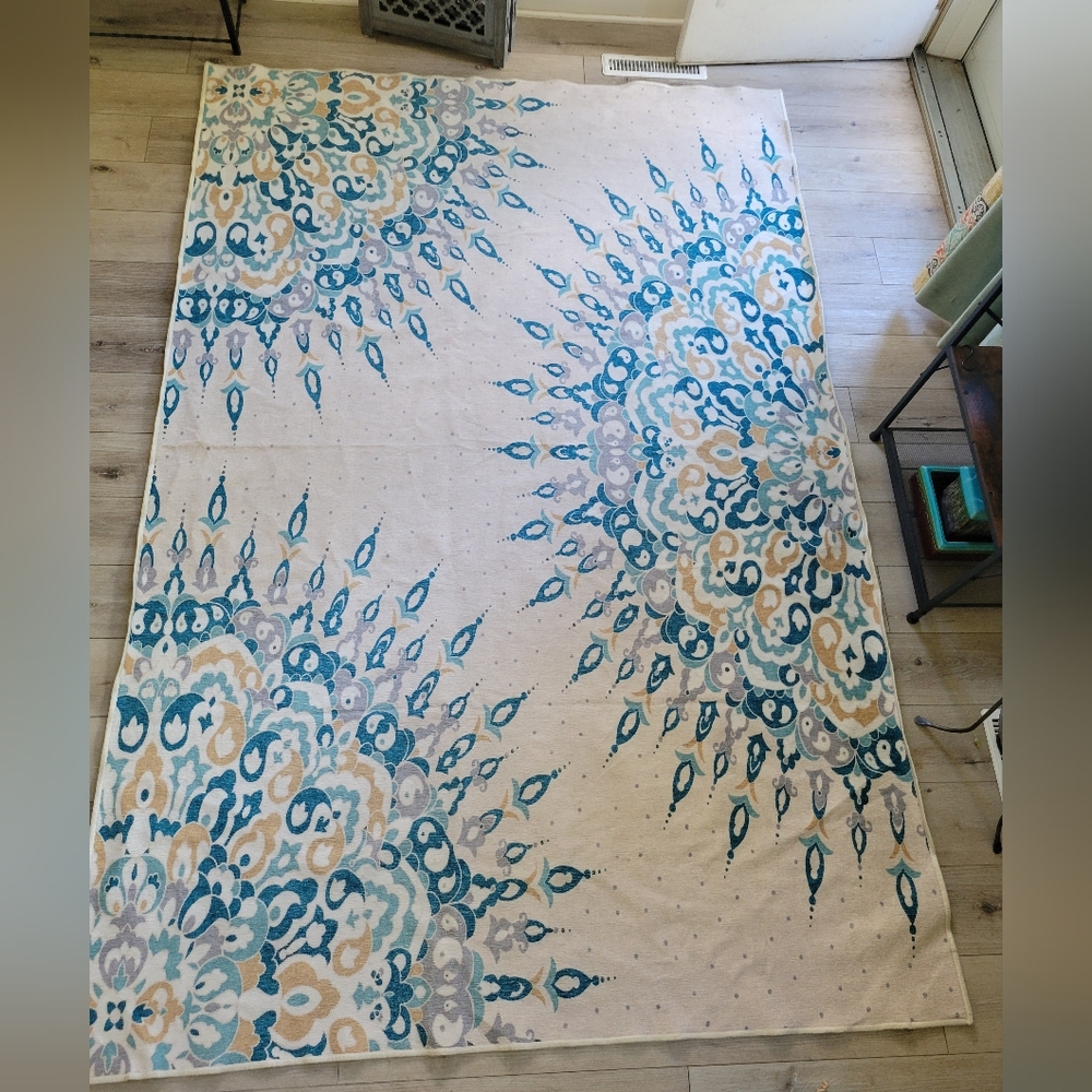 Ruggable COSIMA TEAL BLUE GOLD CREAM 6ft x 9ft Washable Rug COVER